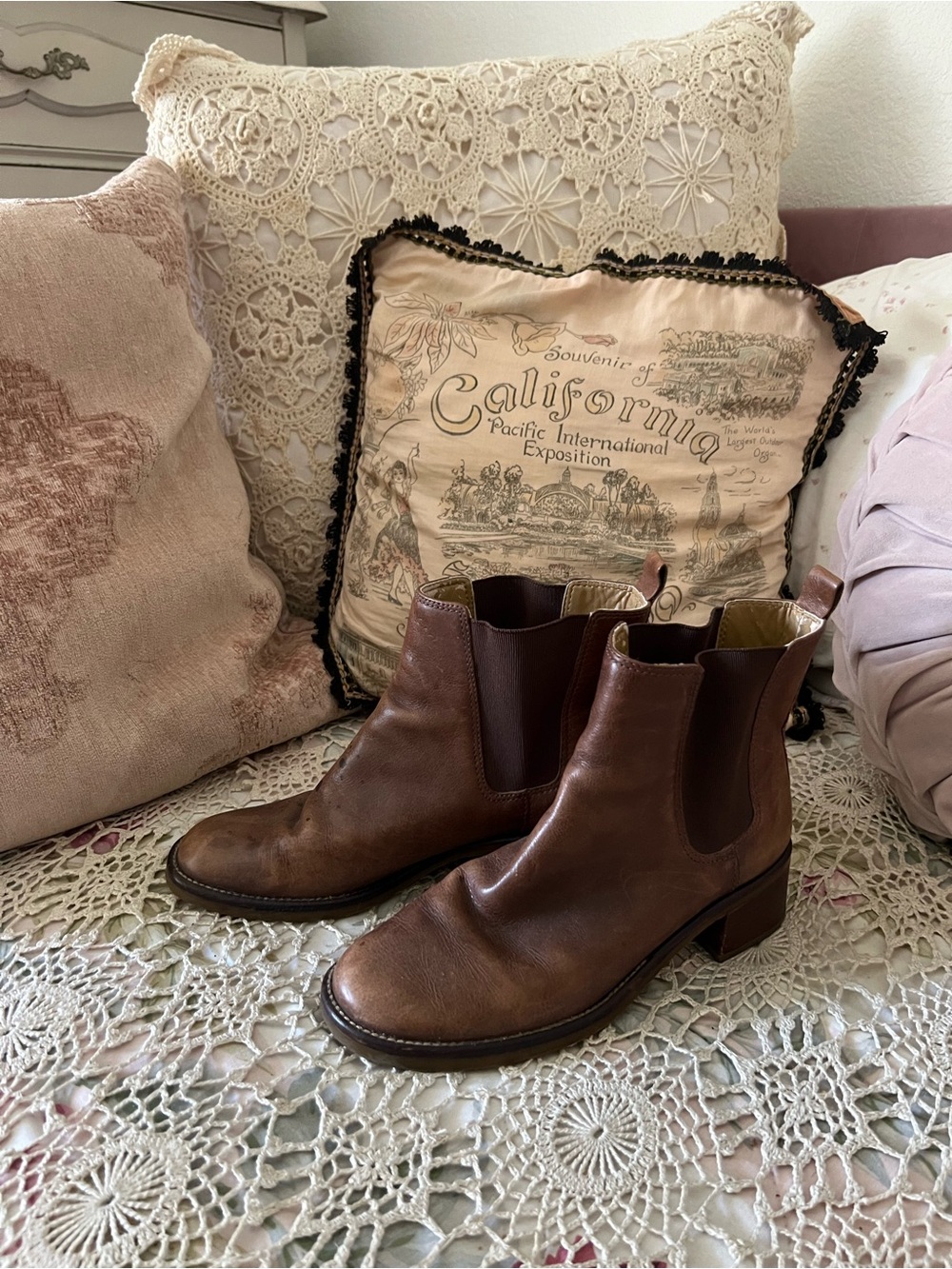 Women's Brown Leather Chelsea Booties - Classic Slip-On Ankle Boots